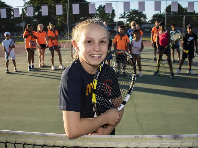 24/06/2019 Edmonton Tennis Club 11 year old star Shaylee Haynes practices in Cairns. Brian Cassey/The Australian