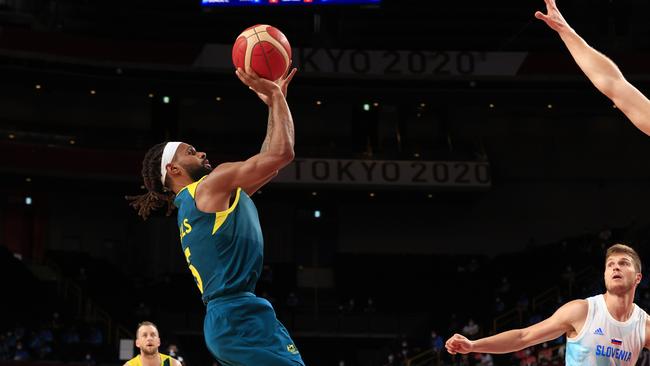 Patty Mills in action during the bronze medal playoff. Picture: Adam Head