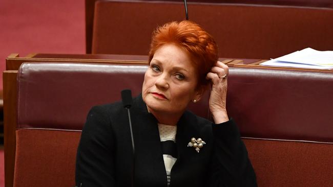 Supporting the motion from Pauline Hanson proclaiming “it’s okay to be white” was a low point. Picture: AAP/Mick Tsikas