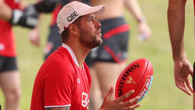 Lance Franklin at Sydney pre-season training. Picture: Phil Hillyard