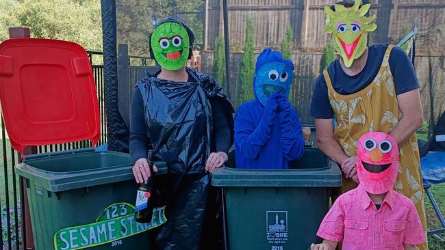 Oscar the Grouch and mates from Brisbane. Picture: Facebook/Kelly Johnstone