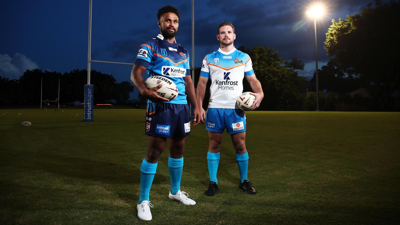 Jayden Hodges and Chris Ostwald will captain the Northern Pride ISC Queensland Cup squad for the 2021 season. Picture: Brendan Radke