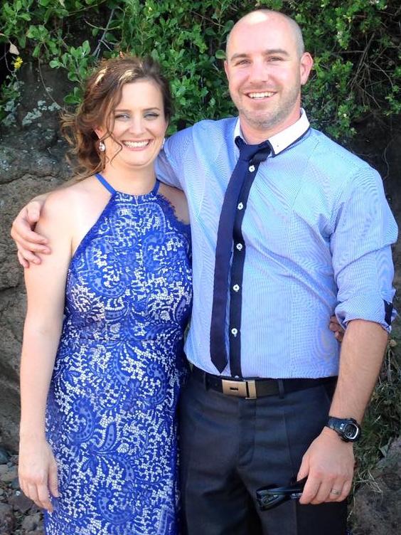 Senior Constable Jonathon Wright, who had his right foot amputated as a result of the crash, with wife Lisa.