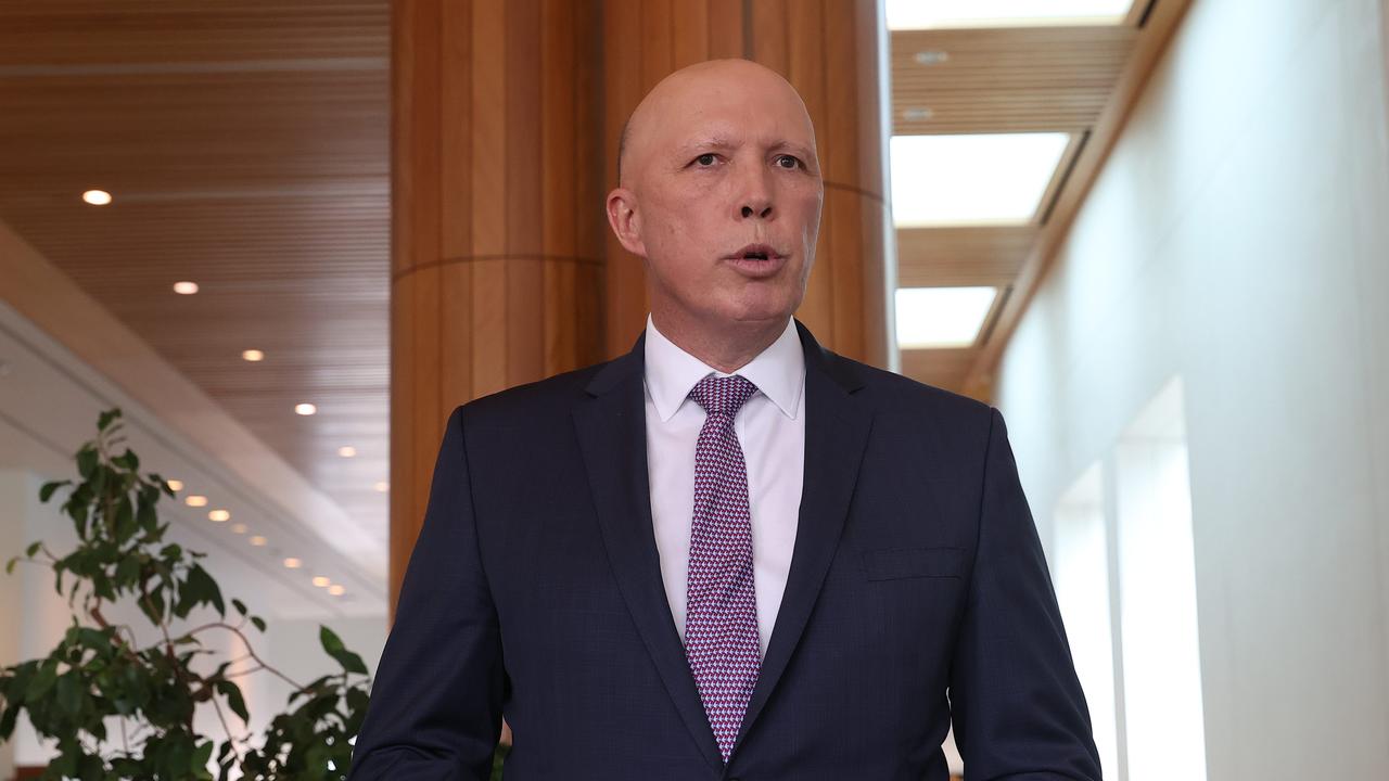 Peter Dutton has defended his position on China after saying it was inconceivable Australia would not back the US if war broke out with the nation over Taiwan. Picture: NCA NewsWire / Gary Ramage