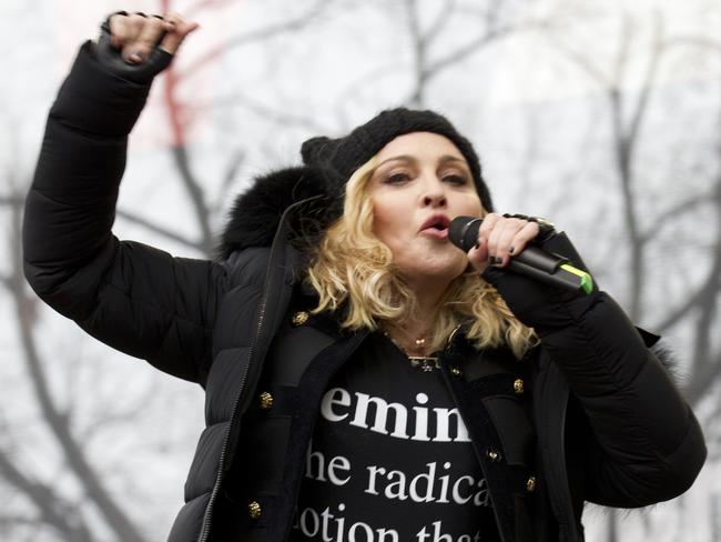 Madonna performed after making a speech at the Women's March in Washington. Picture: Jose Luis Magana/AP