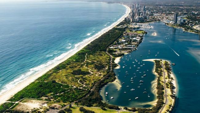 Aerial photograph from The Spit Masterplan report of the northern end of the central park.