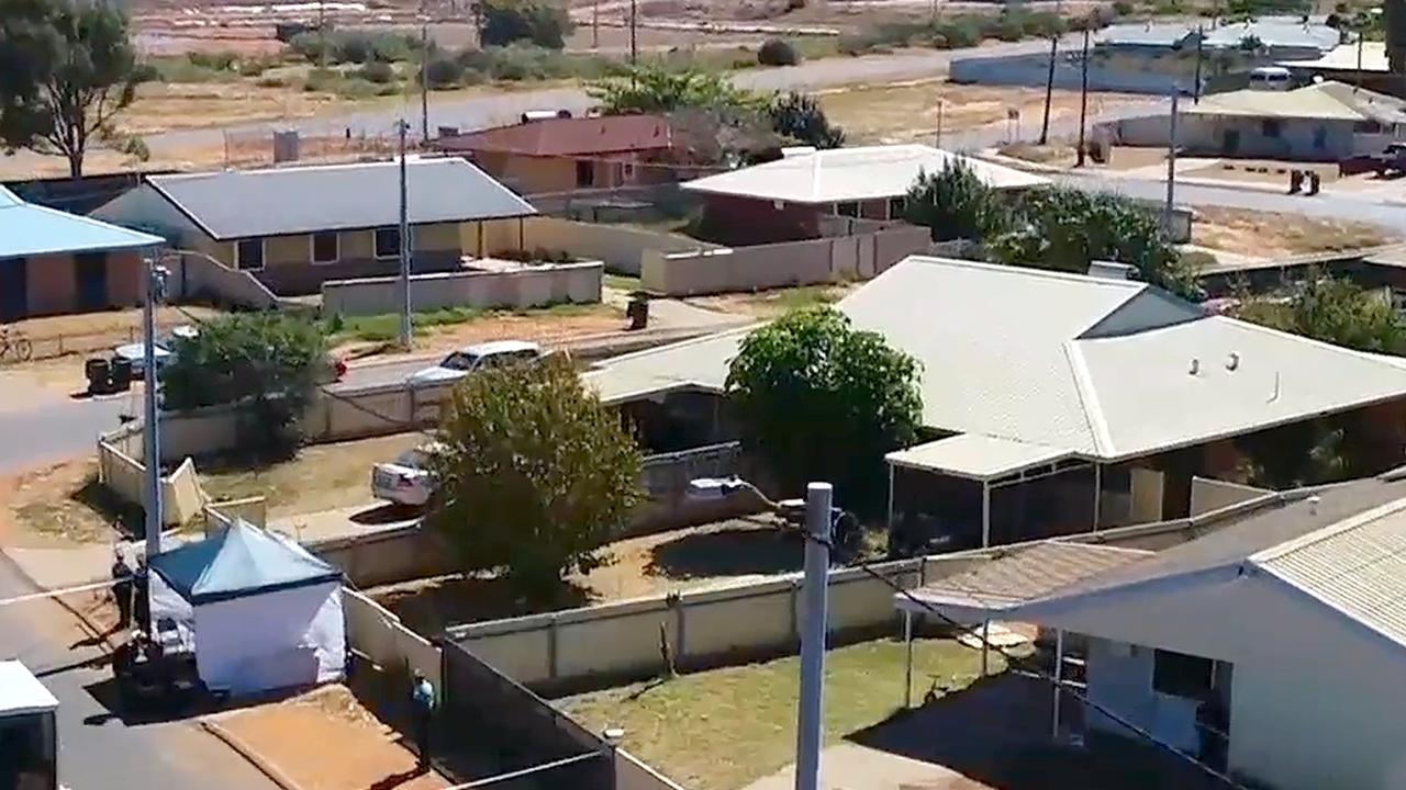 An aerial view of the house where Cleo Smith was found by Western Australian police. Picture: Channel 7