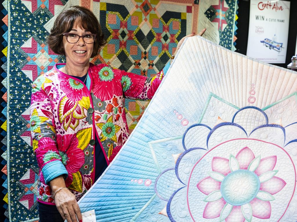 Victorian artisan Lizzy Allen of Thimble and Thread Quilts shows her work on display at Craft Alive at the Goods Shed, Saturday, May 21, 2022. Picture: Kevin Farmer