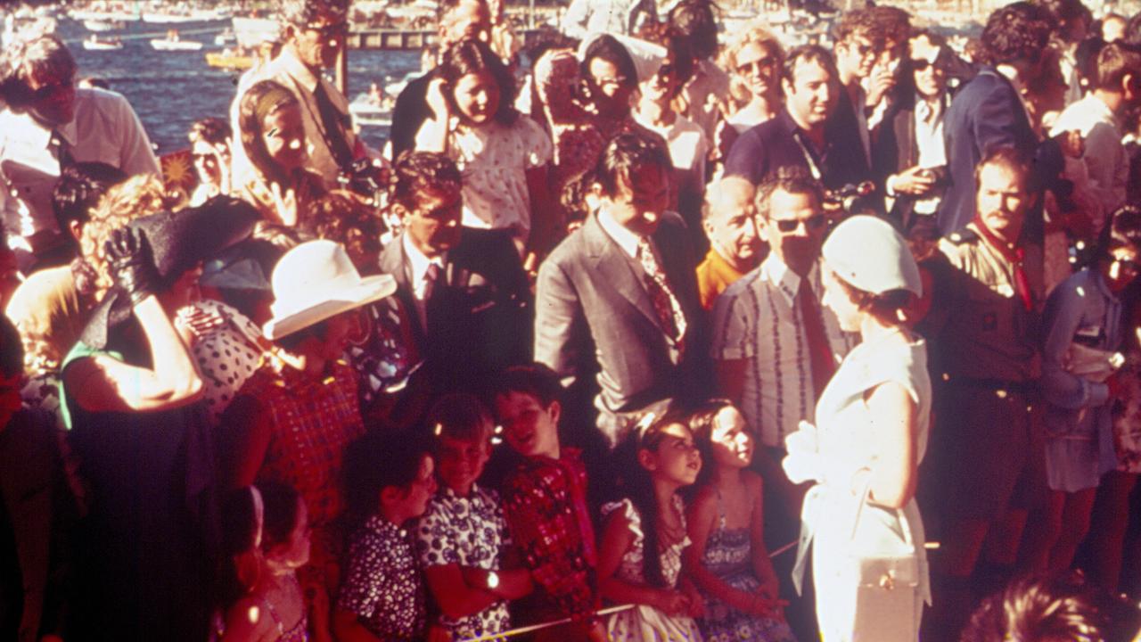 The Queen with public at the opening of the Opera House in Sydney 1973