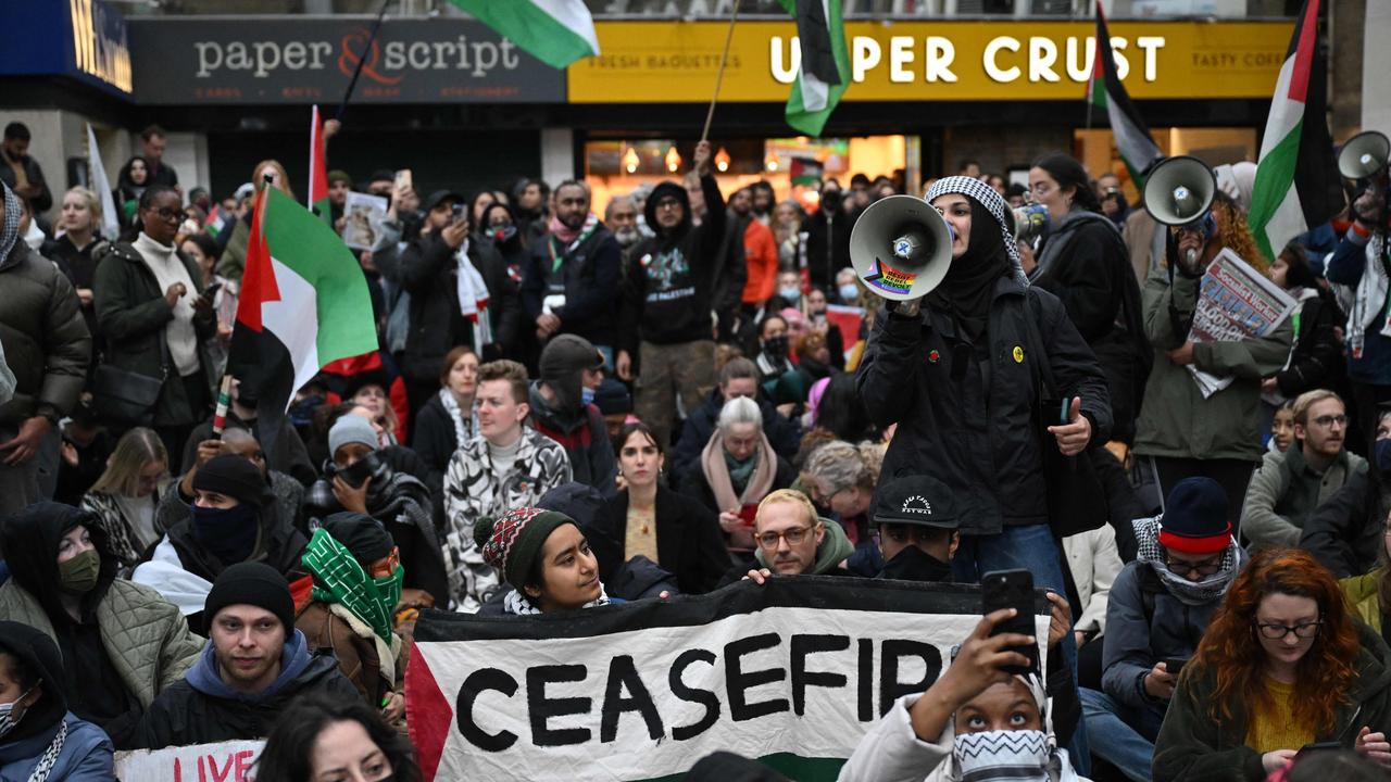 More than 300,000 demonstrators took to the streets of London to protest against the continuing conflict in Gaza. Picture: AFP