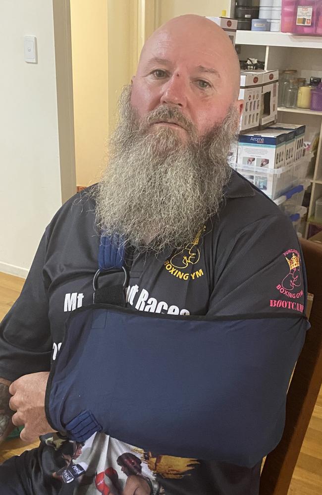 Proserpine fisherman Albert Withers suffered shoulder injuries when his boat capsized in croc-infested waters. Picture: Supplied