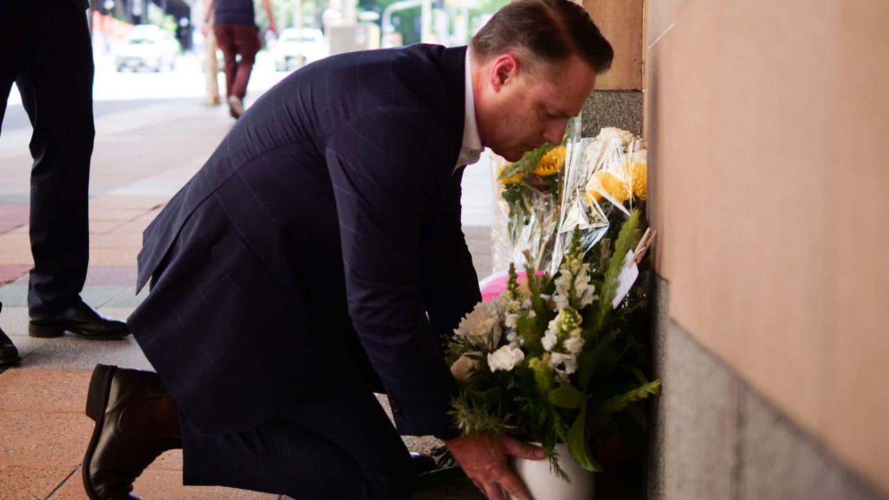 Brisbane Lord Mayor Adrian Schrinner visited the makeshift memorial site on Saturday. Picture: Facebook