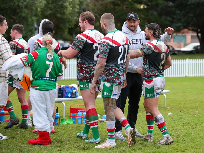 John Sutton congratulates Samuel Stratis on the victory. Picture: Adam Wrightson Photography