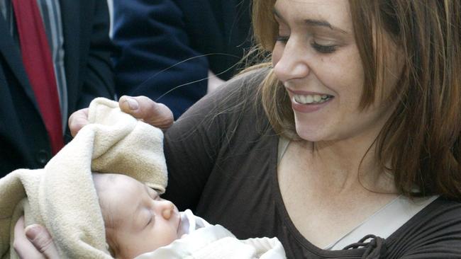 Anita Ciancio reunited with Montana outside the Royal Childrens Hospital.