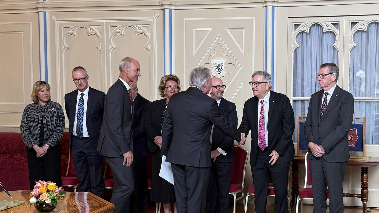 Acting Premier, Guy Barnett, presents the Lieutenant Governor to the Judges of the Supreme Court. Picture: Government House