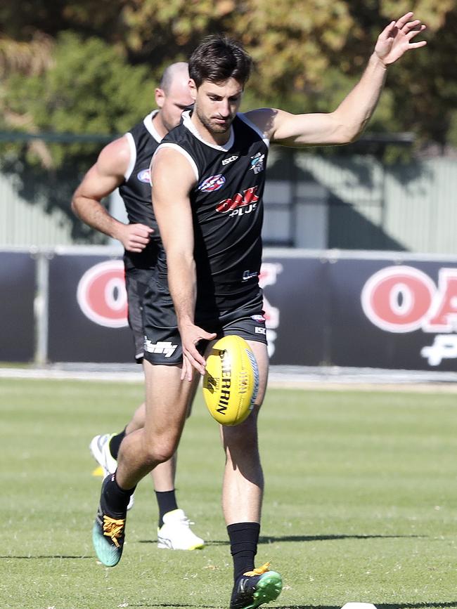 Port Adelaide’s Sam Mayes at training. Picture: Sarah Reed