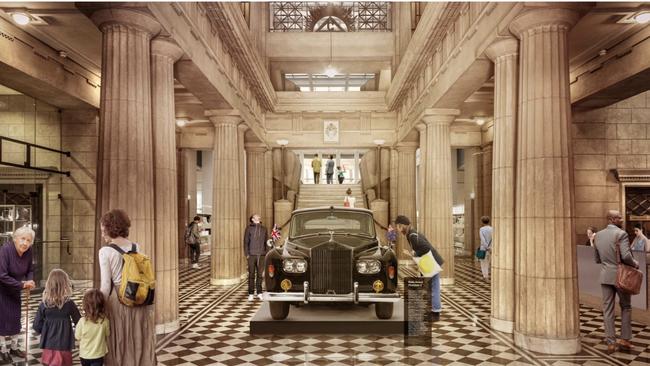 An artist impression of the interior of a proposed Adelaide Museum of South Australia’s History as part of the Freemasons Keystone Tower. Picture: supplied