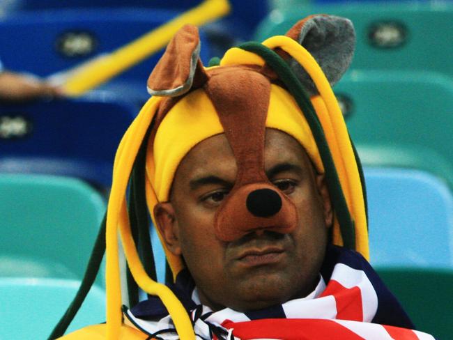 Disappointed Socceroo fan after Australia lost 4-0 to Germany - Australia v Germany at Moses Mabidha Stadium Durban, South Africa. Game 7 of the group Stage 2010 World Cup South Africa.