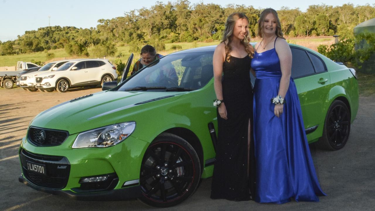 Hannah Rosenthal (left) partners graduate Sarah Carr at Mary MacKillop Catholic College formal at Rosalie House, Thursday, November 17, 2022. Picture: Rhylea Millar