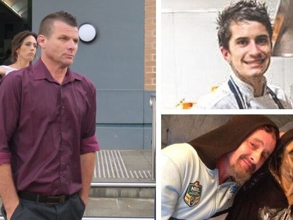 Damian Seaman (left) leaving court after being charged over the death of Cade Shiells (top right) and Kevin Stokes. Picture: supplied