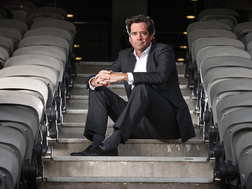 AFL CEO Gillon McLachlan conceded it would have been cheaper to move an AFL team than adding GWS and Gold Coast to the competition. Pic: Michael Klein