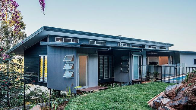 People Oriented Design completed this efficiently designed three-bedroom tropical sustainable home on the lower flanks of the Macalister Range north of Cairns in 2018. Picture: Blueclick