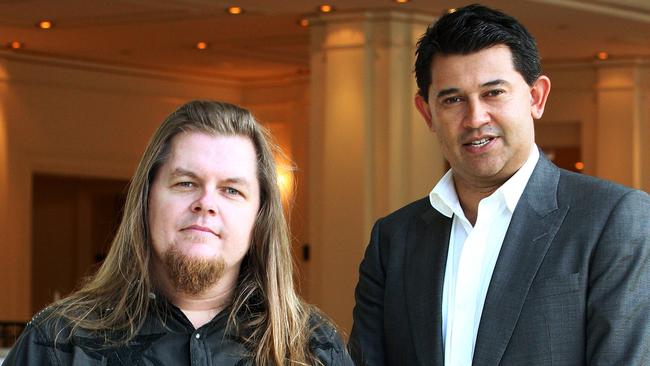 Gold Coast music company Guvera’s founder, Claes Loberg, with chairman Darren Herft.