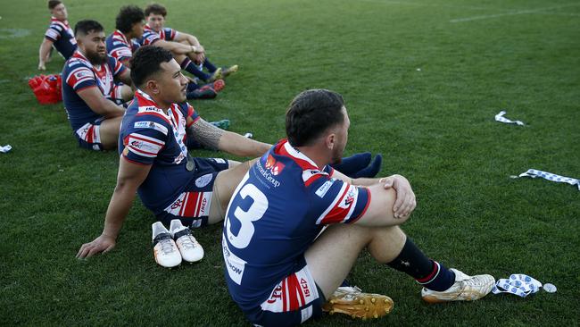 Camden Rams players after their defeat. Picture: John Appleyard