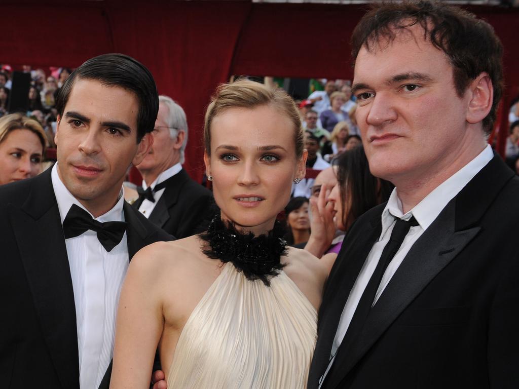 Quentin Tarantino with actress Diane Kruger and actor Eli Roth, who both went to his wedding. Picture: AFP