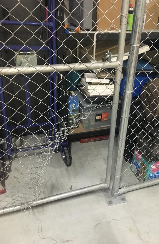 Thieves cut through fencing wire to gain access into a Windsor apartment storage unit. Pic: Supplied