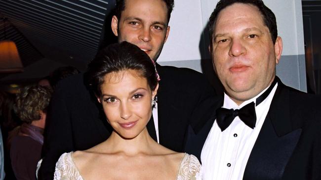 Harvey Weinstein with Vince Vaughn and Ashley Judd in 1997. Picture: Eric Charbonneau