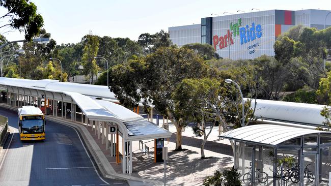 Tea Tree Gully Council currently fines those that park all day at Tea Tree Plaza and catch the O-Bahn into the city. Picture: AAP/Sam Wundke