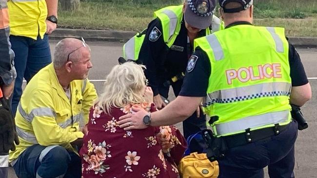 The heartbreaking moment a Gympie woman returned from shopping to find her home had been completely engulfed in flames on Wednesday. Photo: Scott Kovacevic