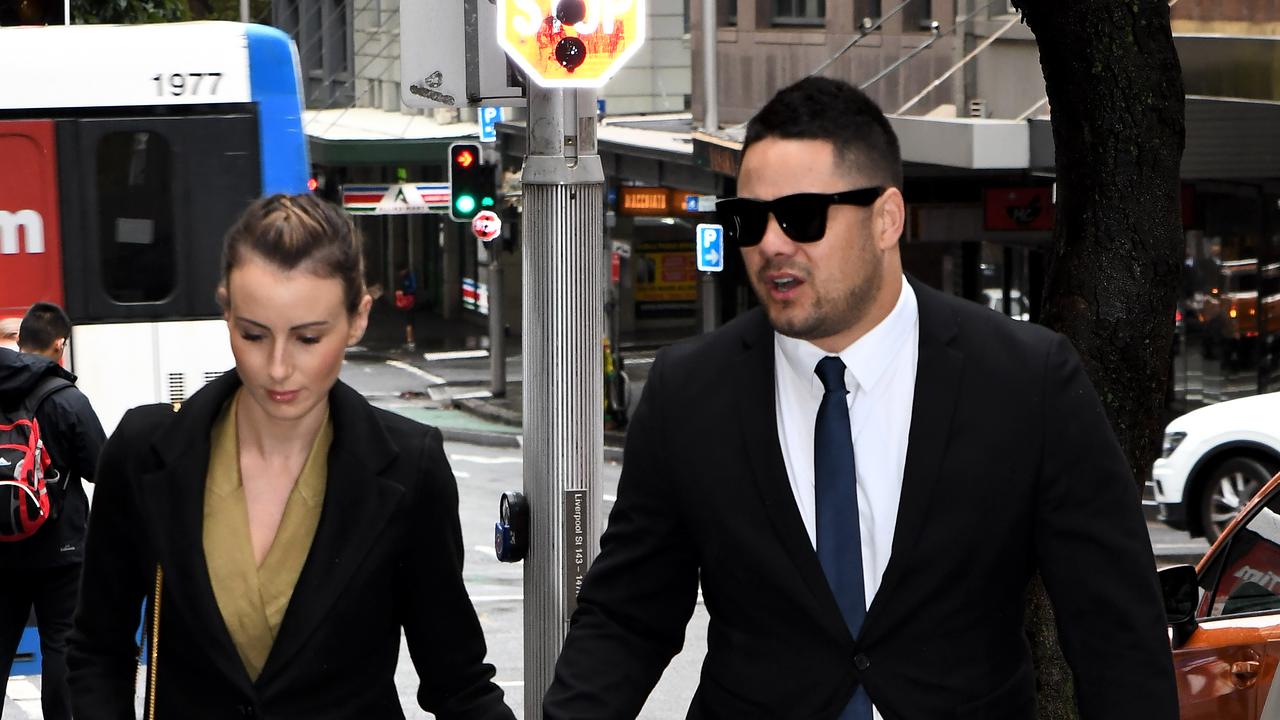 Jarryd Hayne attends Downing Centre Court with wife Amellia Bonnici