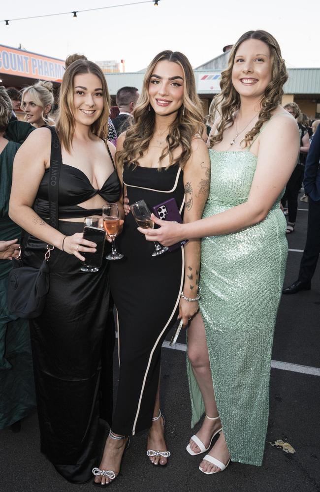 Representing Semloh Support Services are (from left) Matilda Rooke, Paige Stanislas and Eden Sippel at the Focus HR Business Excellence Awards 2023 hosted by Toowoomba Chamber at Rumours International, Saturday, October 21, 2023. Picture: Kevin Farmer