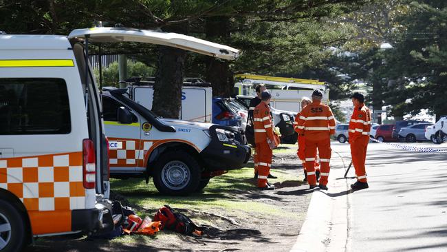 Emergency services on scene during search at Storm Bay, Kiama. Picture: Richard Dobson