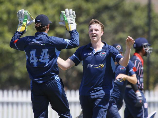 Thomas Walker takes a wicket. Picture Warren Gannon Photography