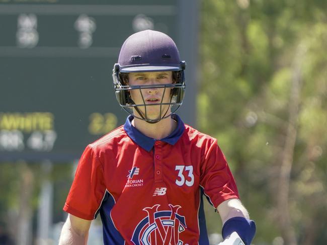 Premier Cricket Dowling Shield: St Kilda v Melbourne. Melbourne player Alexander Buxton walks. Picture: Valeriu Campan