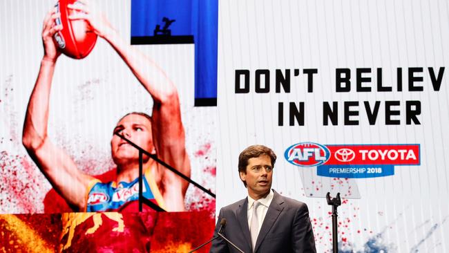 Gillon McLachlan will speak to Annastacia Palaszczuk on Tuesday. Picture: AFL Media