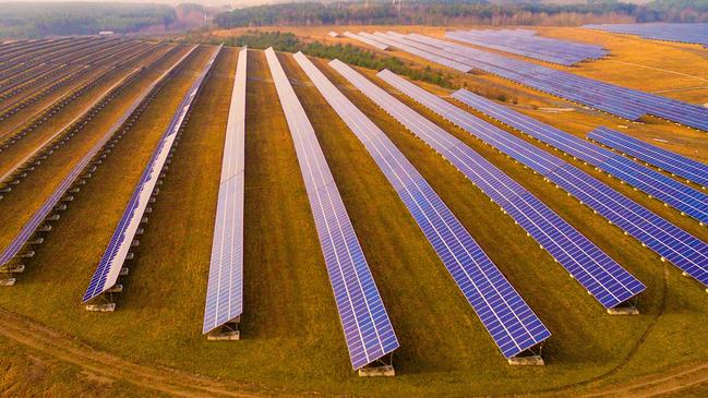 BIRDSEYE: An aerial image of a large -scale solar plant