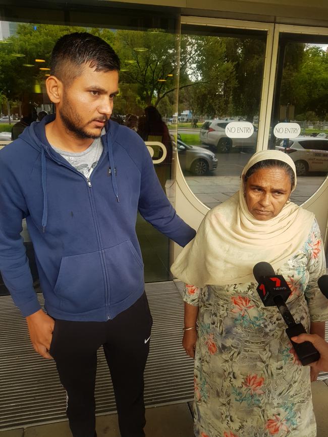 Kulwinder Kaur, right outside the District Court with supporters. Picture: Andrew Hough