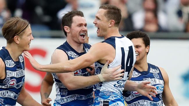 Patrick Dangerfield and Joel Selwood have a strong bond. Picture: Getty Images