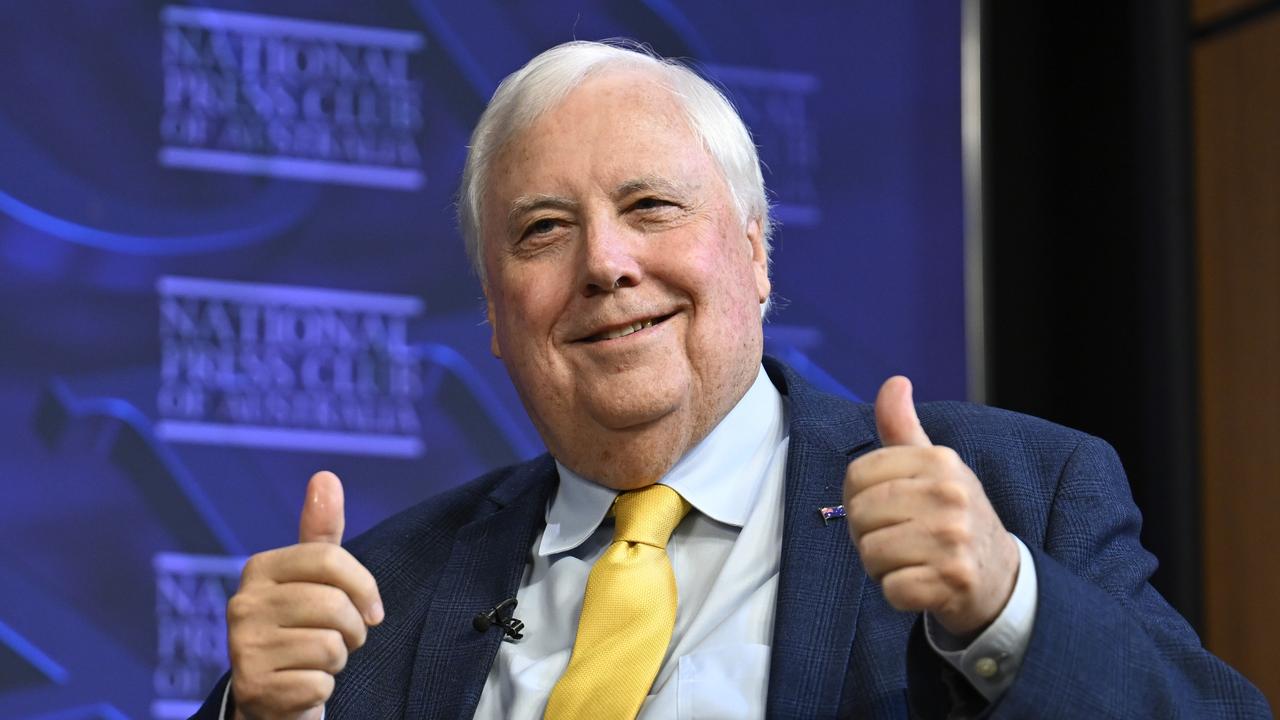 Clive Palmer shared the policy platform for Trumpet of Patriots in his National Press Club address. Picture: NewsWire/ Martin Ollman