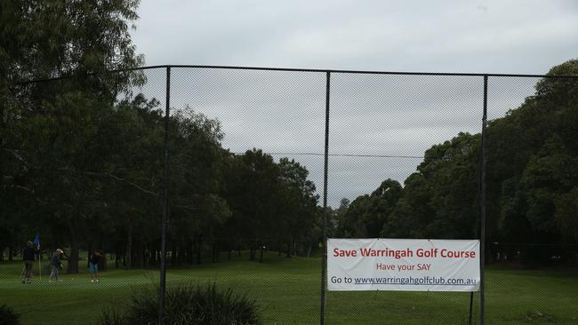 Golf course site featuring “save Warringah Golf Course” sign back when there was uncertainty about its future after a proposal to make it a nine hole course.