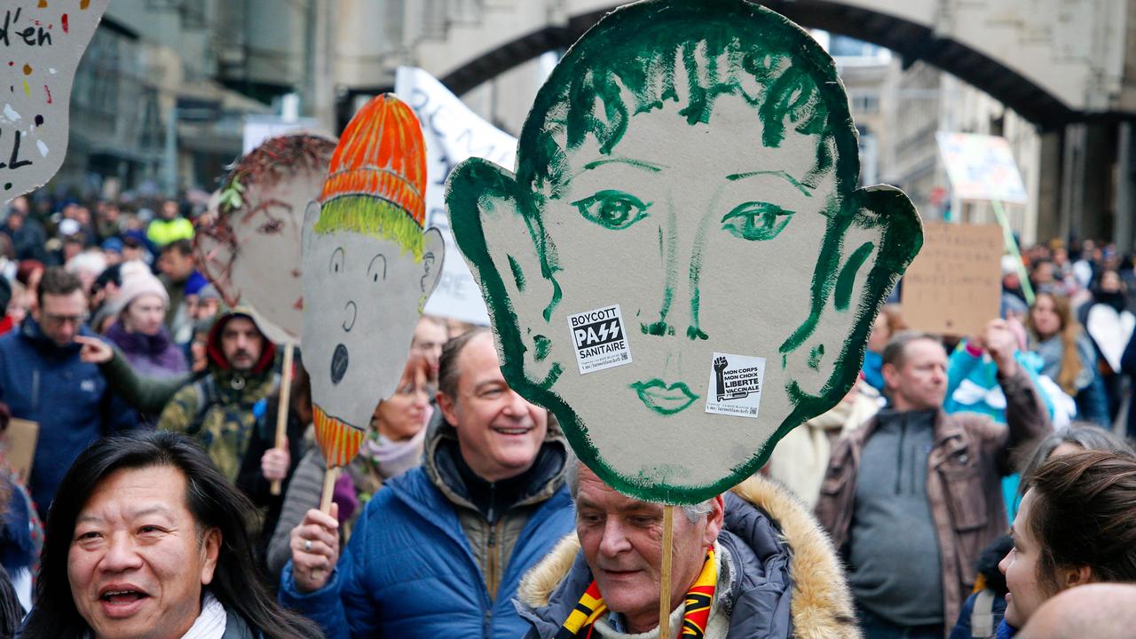 At least 5000 people took to the streets. Picture: Nicolas Maeterlinck/Belga/AFP