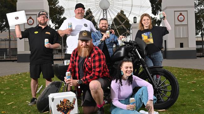 Aaron Smith (Smokin' Grillers + Boston Bay Smallgoods Co), Jason Harris (Big Shed Brewing Co), Craig Basford (Big Shed Brewing Co), Aaron Sandow (Event organiser), Nicola Willsmore and Ruby Gazzola (musicians - Oscar the Wild) for the 2021 festival – which had to be cancelled. Picture: Keryn Stevens