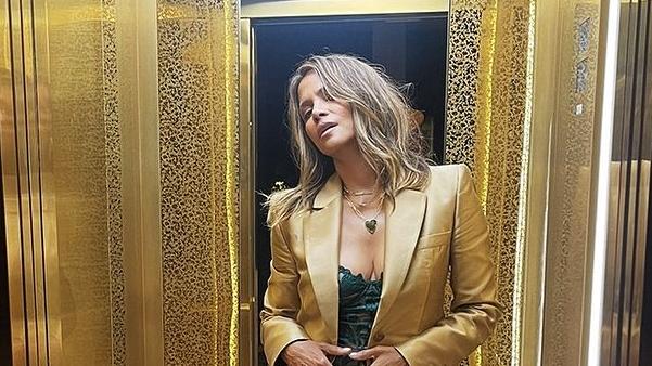 Halle Berry stripped down to her lingerie for a steamy elevator selfie that she posted to Instagram to ring in the new year. Picture from Instagram.