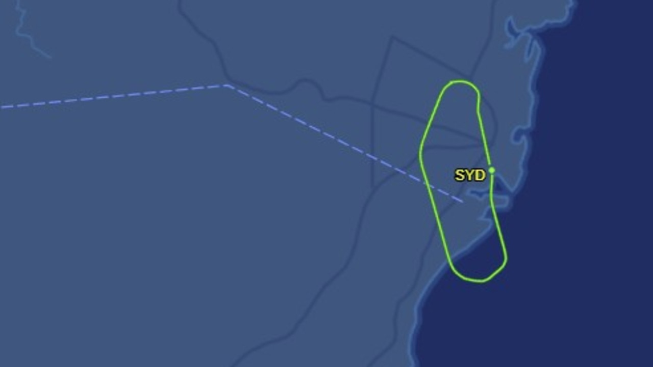 A Qantas plane has circled back to Sydney Airport following an on-board emergency. Picture: Supplied / FlightAware