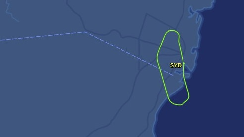 A Qantas plane has circled back to Sydney Airport following an on-board emergency. Picture: Supplied / FlightAware