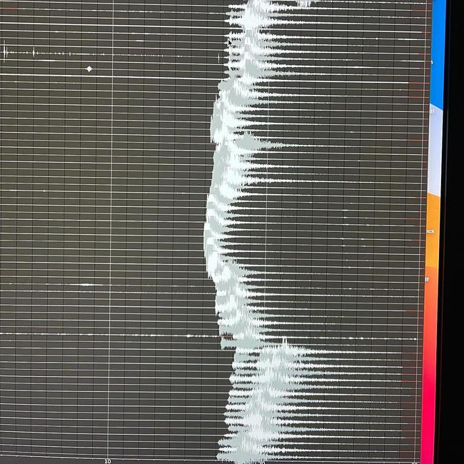 A graph shows the earthquake’s tremor on Wednesday. Picture: Seismology Research Centre